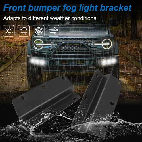 Vista 3 de Soporte de montaje de luces antiniebla LED para parachoques delantero compatible con Ford Bronco de 2 puertas 4 puertas 2021 2022 2023 2024 2025