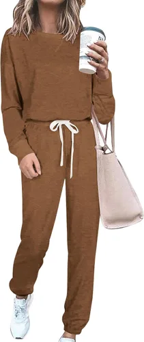 Vista 32 de Prettygarden - Conjunto de pijama de dos piezas para mujer, diseño de teñido anudado, sudadera informal de manga larga con pantalones largos, ropa