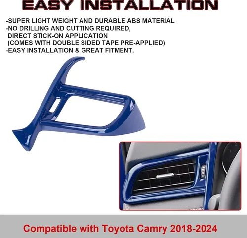 Vista 5 de Xotic Tech - Cubierta de salida de aire para salpicadero de aire, lado izquierdo del conductor, color azul, compatible con Camry 2018-2024