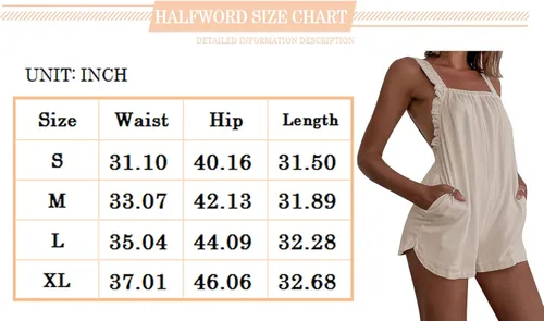 Vista 7 de Halfword Pantalones cortos para mujer, sin mangas, con volantes, sin espalda, para verano, con bolsillos