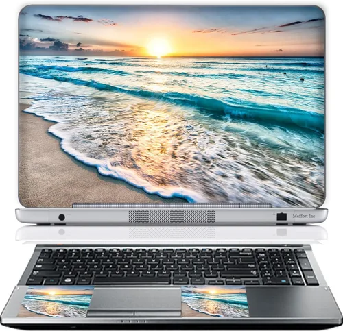 Vista 6 de Meffort Inc Adhesivo decorativo para laptop de hasta 12.3 pulgadas (incluye 2 muñequeras) - Nubes de galaxia
