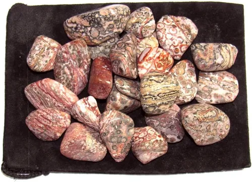 Vista 3 de Jaspe de piel de leopardo caído, incluye bolsa de terciopelo - Piezas grandes de 1 pulgada (1 libra)