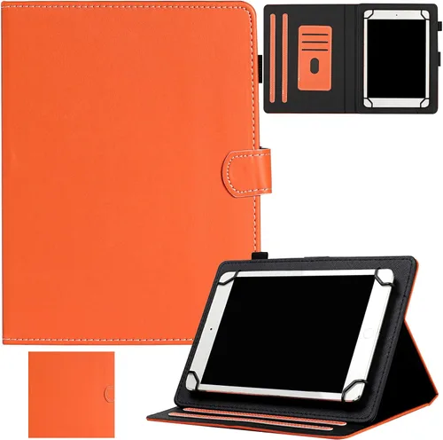 Vista 9 de Funda universal para tablet de 7.0 pulgadas, piel sintética, con soporte de visión multiángulo, ranuras para tarjetas para Samsung Galaxy Tab A 7.0