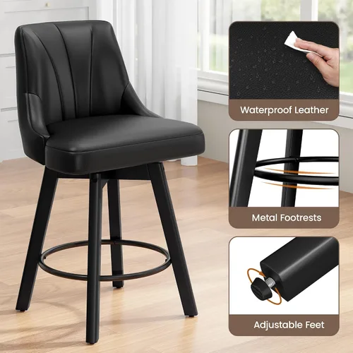 Vista 7 de REONEY Counter Height Swivel Bar Stools, 24" Modern Upholstered Barstools