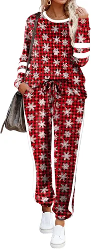 Vista 67 de Aloodor conjunto deportivo de 2 piezas para mujer, con sudadera con cuello redondo, sin botones