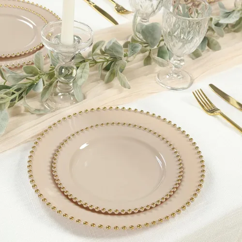 Vista 27 de Efavormart - Paquete de 10 platos de postre de plástico transparente rubor con borde de cuentas, platos redondos desechables para ensalada, 8