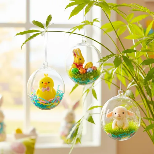 Vista 6 de Barelove Esferas transparentes rellenables para Pascua, 10 bolas transparentes para manualidades, esferas decorativas colgantes de plástico