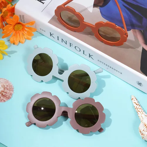 Vista 5 de 8 lentes de sol, gafas de sol redondas en forma de flor para accesorios de fiesta, regalos divertidos