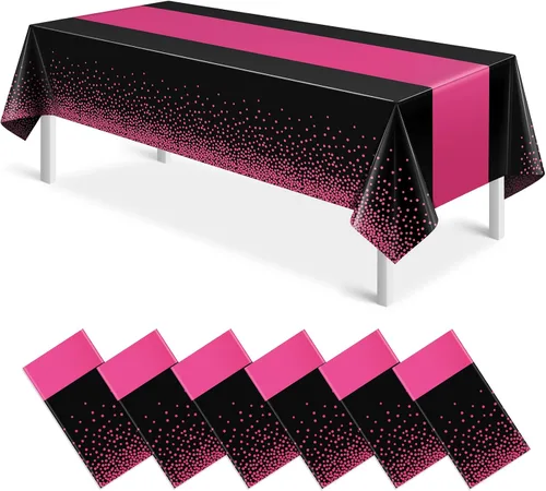 Vista 11 de MASHAN 1 mantel negro y azul para decoración de fiesta, mantel de plástico negro impreso azul, funda rectangular desechable para cumpleaños, boda