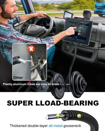 Vista 4 de Soporte para tablet para asiento de coche o camión, soporte largo de 19.7 pulgadas, brazo de cuello de cisne resistente para iPad Pro 12.9 Air Mini