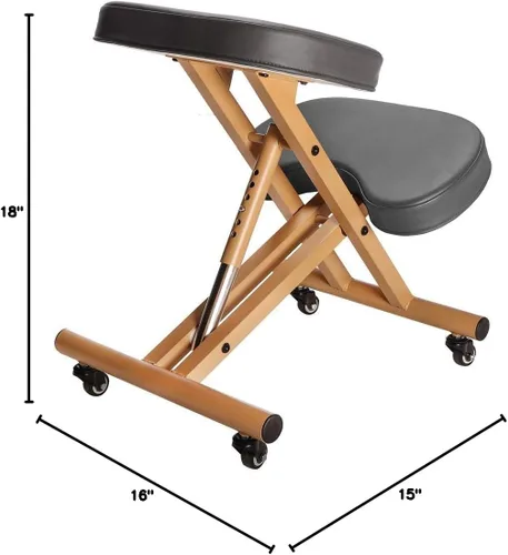 Vista 2 de Modern Home Silla ergonómica con ruedas de postura arrodillada - camello/negro