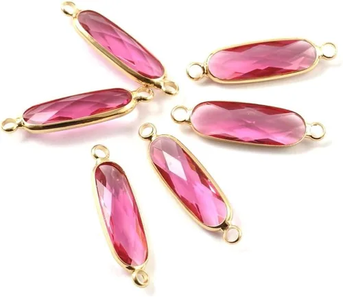 Vista 16 de 5 unidades de Adabele grado A de abril transparente con piedra natal de abril, barra rectangular de 0.827 in, chapado en oro amarillo de 18