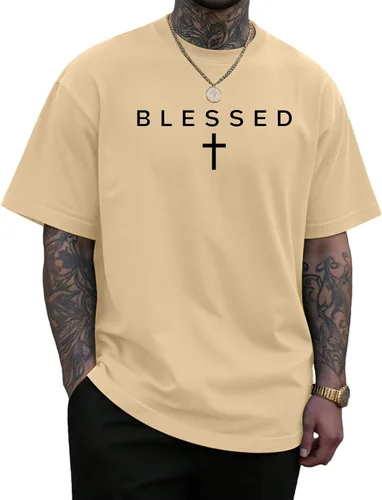 Vista 12 de KUYIGO Camiseta con estampado de cruz bendecida para hombre Blanco
