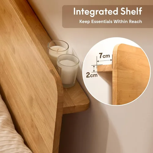 Vista 6 de FLEXISPOT Hako G1 - Cama de plataforma de madera maciza tamaño Queen con montaje sin herramientas Roble natural