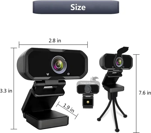 Vista 7 de Webcam 1080p HD interruptor de computadora 2 cámaras - Micrófono portátil USB PC Webcam con soporte para trípode, transmisión en vivo de 110 grados