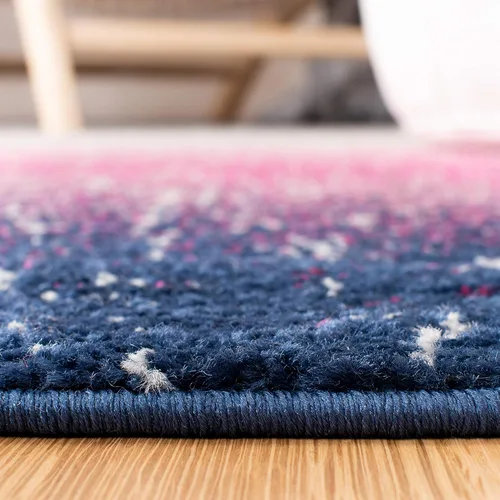 Vista 5 de SAFAVIEH Madison Collection - Alfombra de pasillo, 2 pies 3 pulgadas x 8 pies, color fucsia y azul marino, diseño de rayas bohemio, no desprende