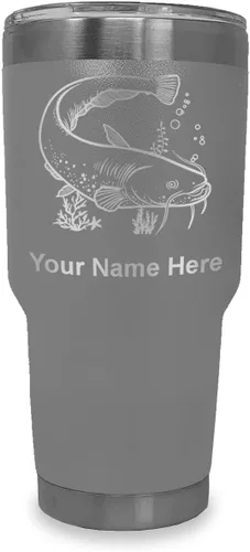 Vista 39 de LaserGram Vaso aislado al vacío de 20 onzas, bagre, grabado personalizado incluido (negro)