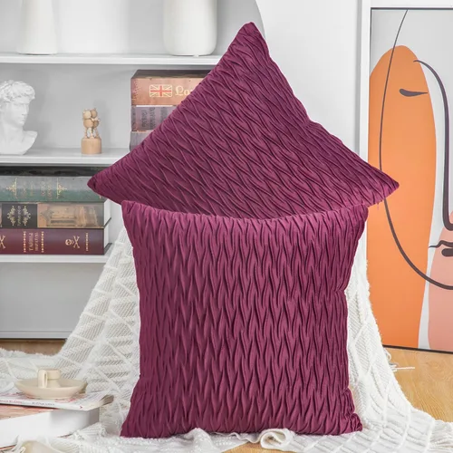 Vista 38 de MADIZZ Juego de 2 fundas de almohada decorativas de terciopelo súper suave de 16 x 16 pulgadas, diseño cuadrado verde manzana con textura