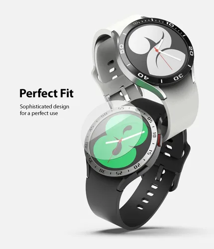 Vista 3 de Ringke Vidrio para bisel [4 unidades] Compatible con Samsung Galaxy Watch 4 Protector de pantalla (1.575 pulgadas), vidrio templado, dureza 9H