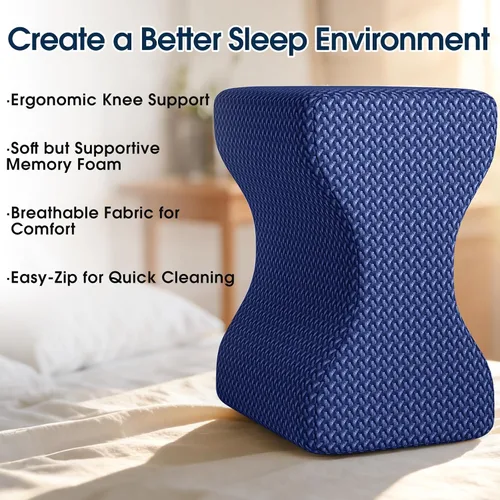 Vista 4 de BlissTrends Almohada de rodilla de espuma viscoelástica, almohada de rodilla para dormir de lado, almohadas de piernas para dormir circulación
