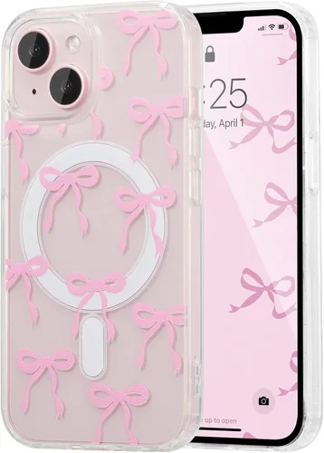 Vista 12 de UEEBAI - Funda magnética para iPhone 11, diseño de lazo, compatible con MagSafe, funda transparente delgada inalámbrica, antiamarilleo, a prueba