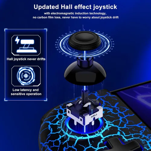 Vista 3 de Switch Controller for Nintendo SwitchOLED, (No Drift, No Deadzone) Hall Effect Joystick Wireless Switch Controller With 9 Lights Color. One-Piece