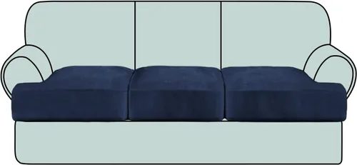 Vista 36 de Fundas de cojín de terciopelo elástico de lujo para sofá, juego de 3 piezas para sofás en forma de T, fundas antideslizantes y lavables, protector