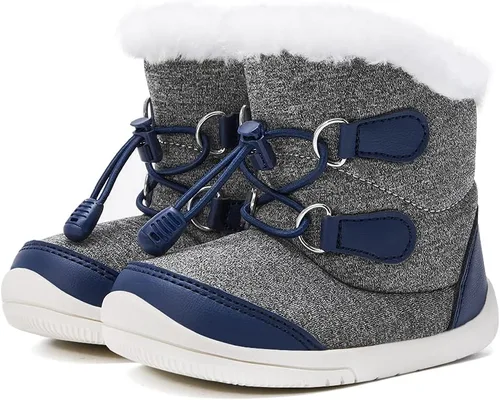 Vista 16 de BMCiTYBM Botas de nieve para bebés y niños pequeños, zapatos de invierno para niños y niñas, zapatos de bebé de piel sintética para clima frío