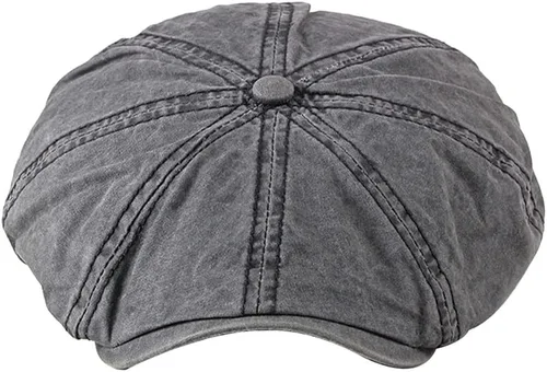 Vista 5 de Gorra plana para hombre de 8 paneles de algodón lavado al aire libre protección solar Newsboy Cap Azul denim