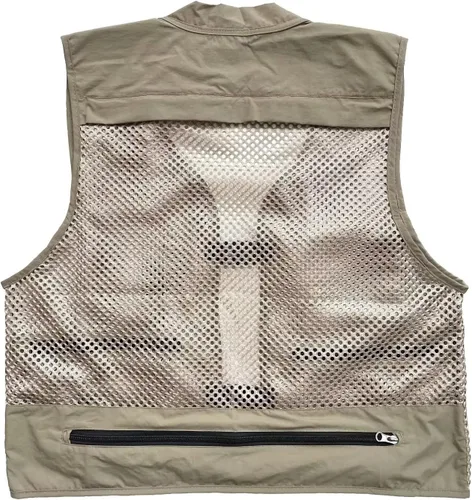 Vista 6 de Chaleco de malla transpirable con múltiples bolsillos para hombre, viajeros al aire libre, pesca con mosca, fotografía