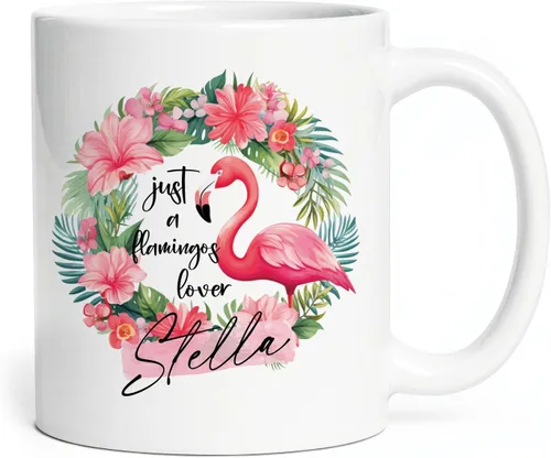 Vista 24 de Taza de flamenco personalizada 2023, Flock Of Flamingo Mug para cumpleaños de los amantes del flamenco, taza de café personalizada de flamenco