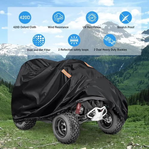 Vista 3 de Nilight Funda para ATV Impermeable Material 420D Ripstop Resistente 4 ruedas Funda para Quad Todo Tiempo Protección UV para Kawasaki Yamaha Polaris