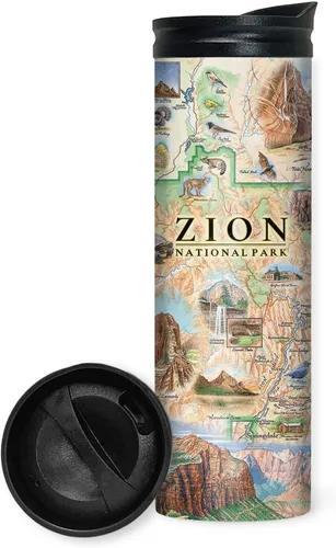 Vista 24 de Xplorer Maps 1000 Islands Map - Vaso de viaje de 16 onzas con tapa resistente a derrames, vaso de café aislado al vacío de acero inoxidable