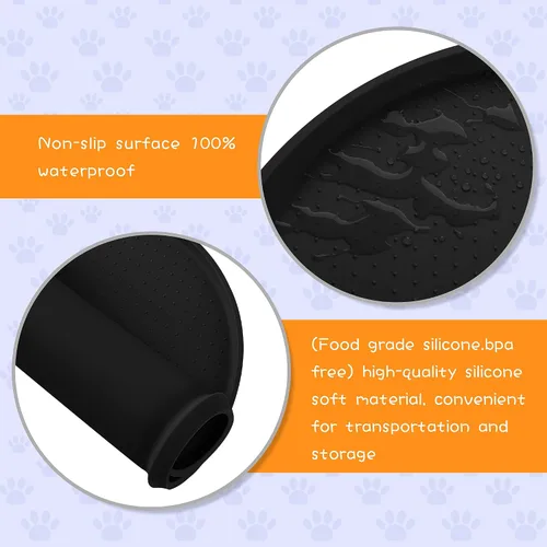Vista 3 de Estera de silicona 100% impermeable con borde elevado de 1.27 cm libre de BPA para comida de perros, tapetes para alimentación de gatos y perros que