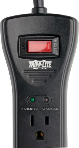 Vista 5 de Tripp Lite Surge Enchufe múltiple con protección para sobrecargas, en ángulo recto, con cable de 6 pies. Negro