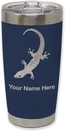 Vista 18 de LaserGram 20oz Vacuum Insulated Tumbler Mug, Gecko, Personalized Engraving Included (Black)