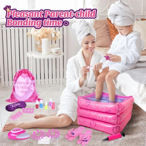 Vista 4 de Shemira Set de regalo para niñas de 7, 8, 9, 10 a 12 años, juguetes de día de spa, kit de manicura y pedicura para niños, kit de arte de uñas