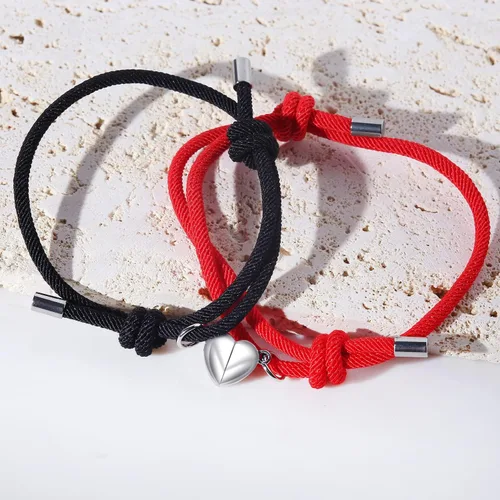 Vista 3 de COTATI 2 pulseras magnéticas para parejas, en forma de corazón, pulseras de amistad a juego para mujeres y hombres