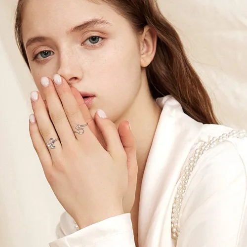 Vista 7 de SILVERCUTE S925 Initial Rings, Adjustable Size 6-12 Statement Alphabet Letter A-Z Jewelry Personalized Twisted Initials Rings Sterling Silver