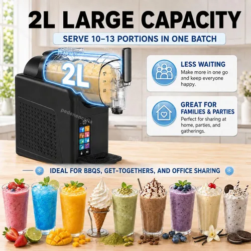 Vista 5 de Slushie Machine No Ice Needed, Screen Soft Serve Ice Cream & Slushy Maker, 68oz Self-Cleaning, 7 Preset Modes with Custom Texture Control – for Black