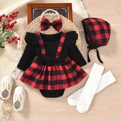 Vista 134 de Unutiylo Ropa de bebé recién nacida prematura con tirantes, traje de otoño e invierno, traje de manga larga con volantes