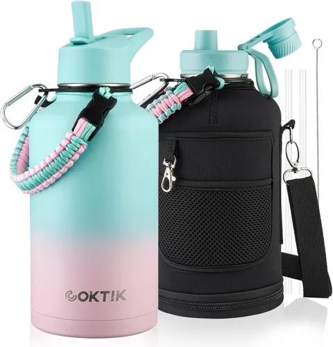 Vista 16 de COKTIK Botella de agua deportiva de 22 onzas, botella de agua de acero inoxidable para aislamiento térmico, botella de viaje reutilizable