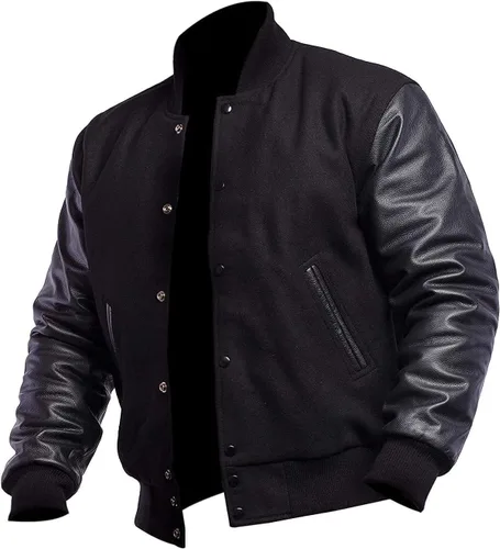Vista 2 de Chaqueta unisex de béisbol universitario - Varsity Jacket Hombres Chaqueta de cuero Letterman Hombre
