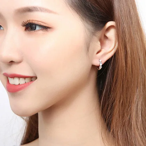 Vista 5 de Aretes de clip de moda, aretes colgantes de circonita cúbica con incrustaciones de corazón para mujer, joyería de boda, cumpleaños, regalo útil