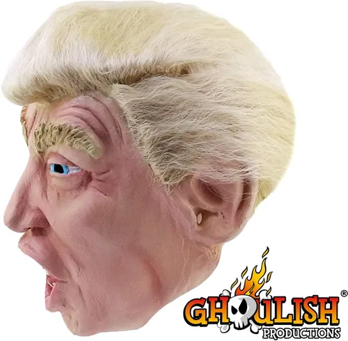 Vista 12 de Máscara de Halloween Trump con cabello para adultos, Beige