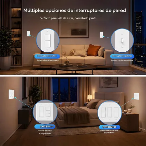 Vista 5 de Baomain Interruptor basculante dúplex de 15 Amp, 120 voltios, Interruptor combinado de CA monofólico
