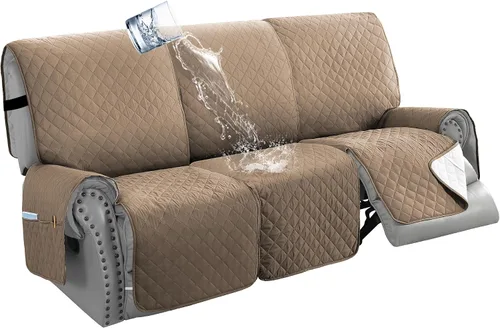 Vista 15 de H.VERSAILTEX Funda impermeable 100% impermeable para sofá biplaza reclinable de 2 piezas, protector de muebles suave y grueso con bolsillos lavables