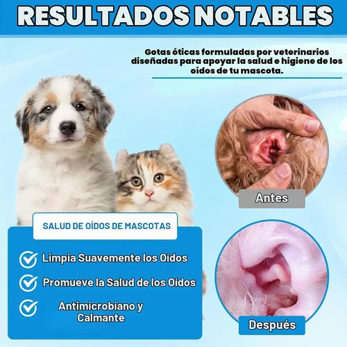 Vista 3 de Gotas de tratamiento de infección de oído de gato y perro, infecciones de oído de perro con hidrocortisona al 1%
