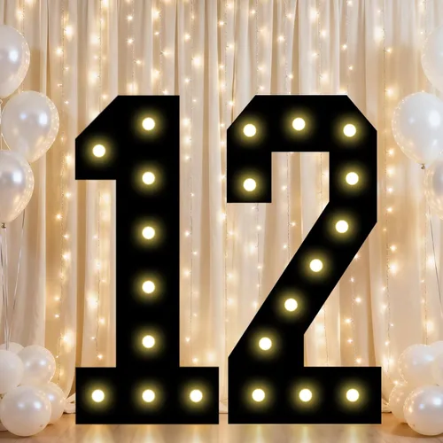 Vista 75 de Pooqla - Números iluminados negros, decoraciones de cumpleaños 50 para hombres Number 50