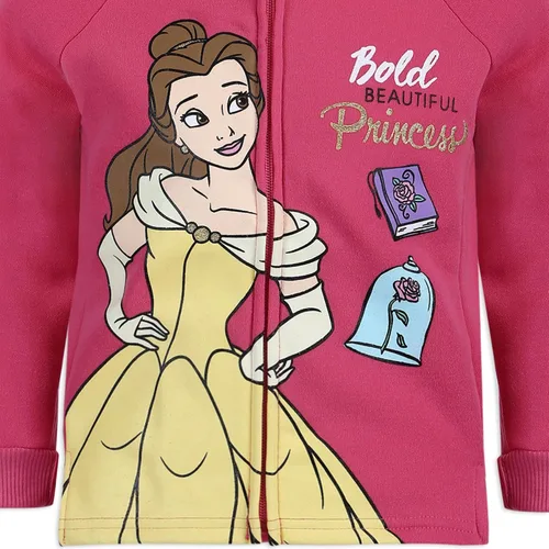 Vista 3 de Disney Princess - Conjunto de 2 piezas con capucha y manga larga con cremallera para niñas pequeñas